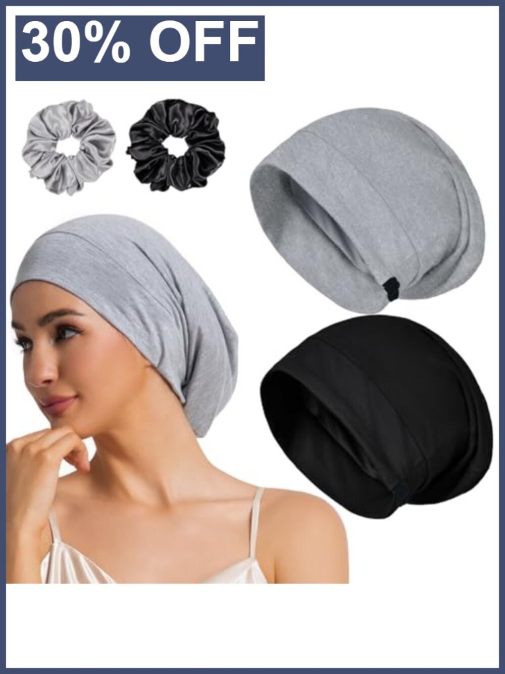 Silk Sleep Cap Bonnet for Black Women Cooling Lined Adjustable Night Hair Wrap